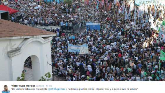 Der Journalist Víctor Hugo Morales postete auf Twitter Bilder von den Demonstrationsmassen. &#8207;Foto: Twitter/@vh590
