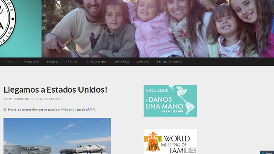 Screenshot der Website von Familie Walker aus Argentinien, die mit einem VW-Bus zum Weltfamilientreffen nach Philadelphia gereist ist.