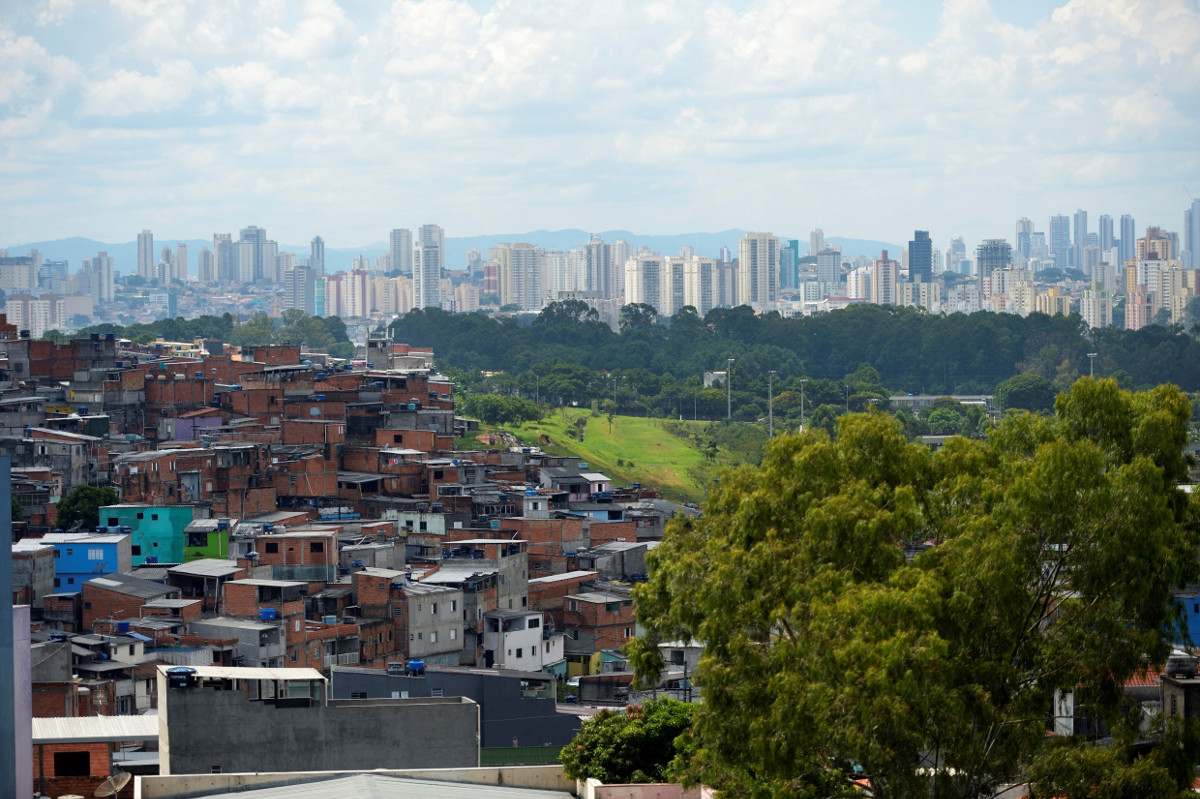 Lateinamerika Brasilien Sao Paulo Skyline Favela