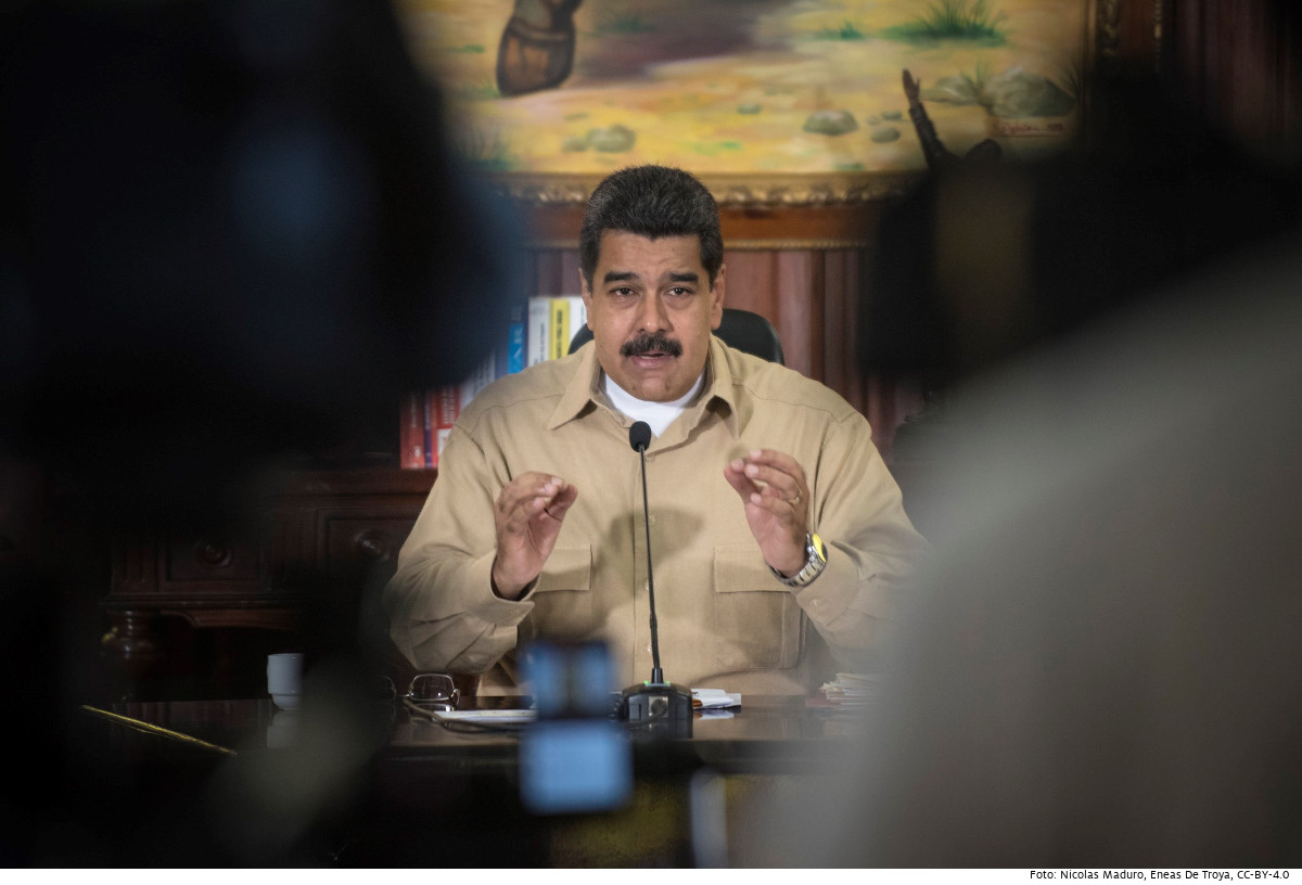 Venezuelas Präsident Nicolás Maduro bei einer Pressekonferenz. Foto (2016): Nicolás Maduro, Eneas De Troya, CC BY 4.0