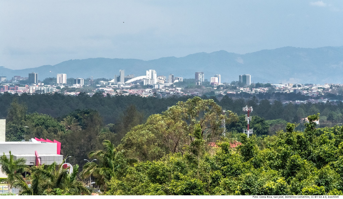 Blick auf die Skyline von San José, der Hauptstadt von Costa Rica. Foto: San José, Costa Rica, South America, Domenico Convertini, CC BY-SA 4.0​​​​​​​, Zuschnitt