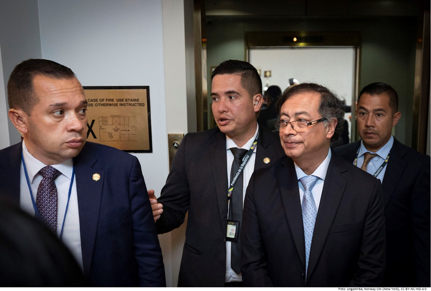 Der kolumbianische Präsident Gustavo Petro (2.v.r.) bei einem Treffen mit dem norwegischen Premierminister am Rande der UN-Vollversammlung in New York am 21. September 2022. Foto: ungaNY64​​​​​​​, Norway UN (New York), CC BY-NC-ND 4.0